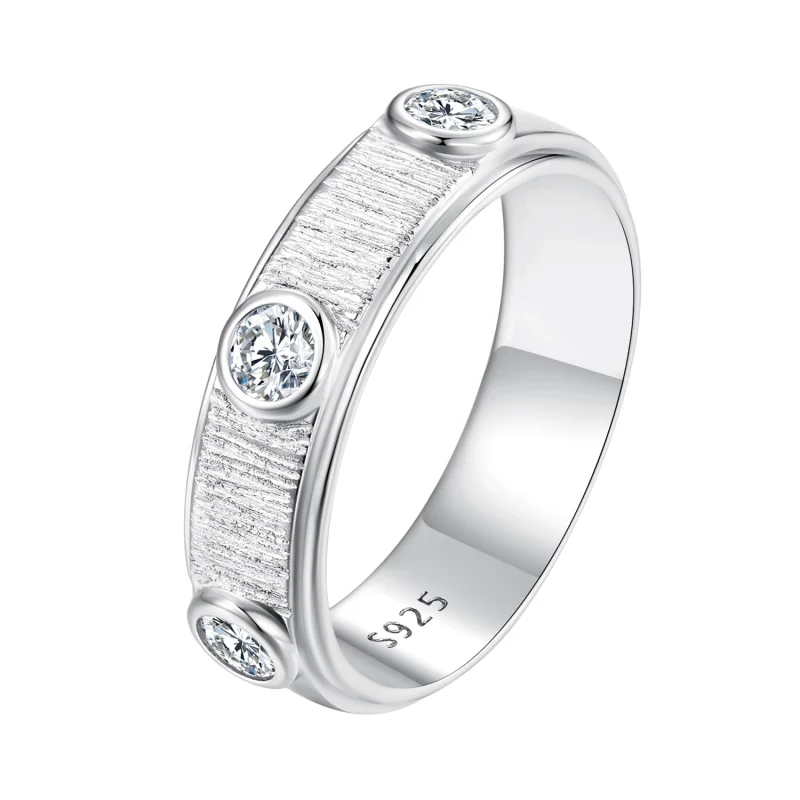 (image for) Pandora Style Delicate Moissanite Band Ring For Man - MSR032 - Product Image