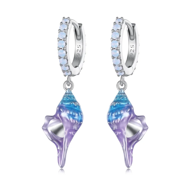 (image for) Pandora Style Dream Conch Hoops Earrings - BSE841 - Product Image