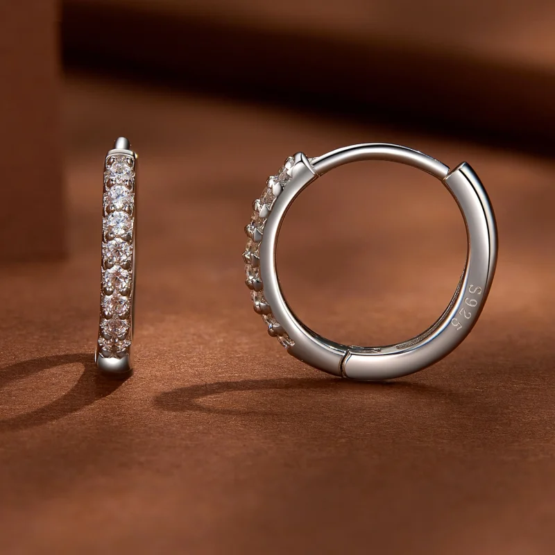 (image for) Pandora Style Fine Moissanite Hoops Earrings - MSE022 - View 3