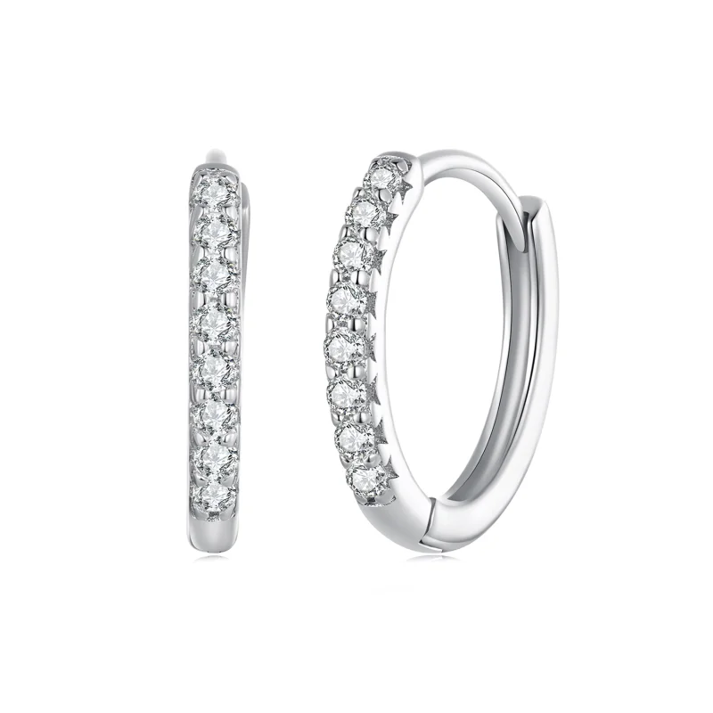 (image for) Pandora Style Fine Moissanite Hoops Earrings - MSE022 - Product Image