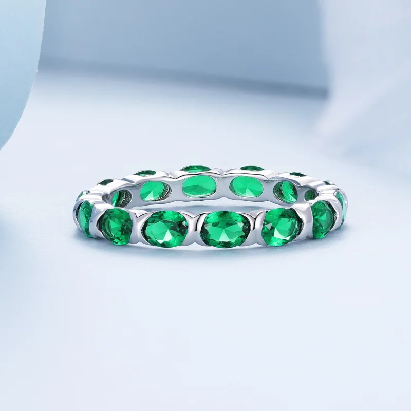 (image for) Pandora Style Full Pave Green Spinel Ring - BSR432 - View 3