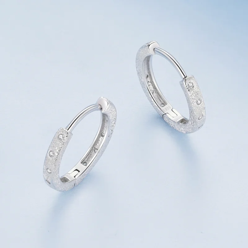 (image for) Pandora Style Geometric Flash Hoops Earrings - BSE848 - View 3