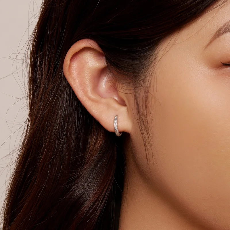 (image for) Pandora Style Geometric Flash Hoops Earrings - BSE848 - View 6