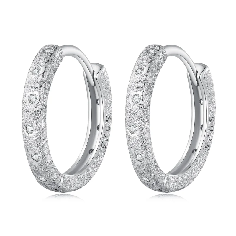 (image for) Pandora Style Geometric Flash Hoops Earrings - BSE848 - Product Image