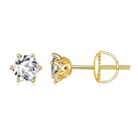 Pandora Style Gold Plated 0.5 Carat Six-Claw Moissanite Stud Earrings - MSE004-BS Pandora Style Gold Plated 0.5 Carat Six-Claw Moissanite Stud Earrings - MSE004-BS