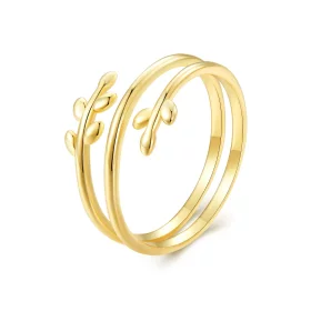 Pandora Style Gold Plated Circles of Leaves Open Ring - SCR755-B Pandora Style Gold Plated Circles of Leaves Open Ring - SCR755-B