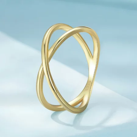 Pandora Style Gold Plated Crossover Ring - SCR543-B