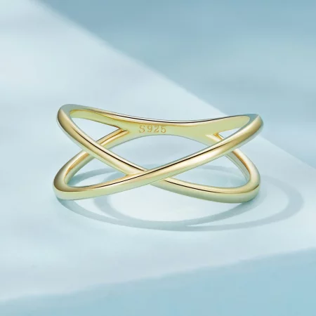 Pandora Style Gold Plated Crossover Ring - SCR543-B