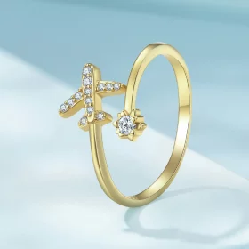 Pandora Style Gold Plated Distance Open Ring - SCR623-B Pandora Style Gold Plated Distance Open Ring - SCR623-B