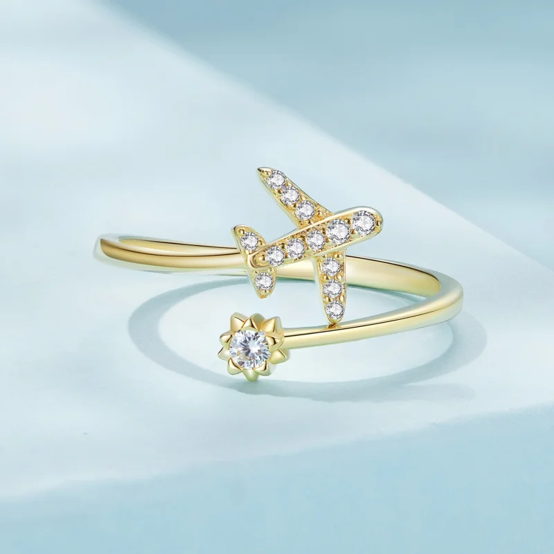 (image for) Pandora Style Gold Plated Distance Open Ring - SCR623-B - View 3