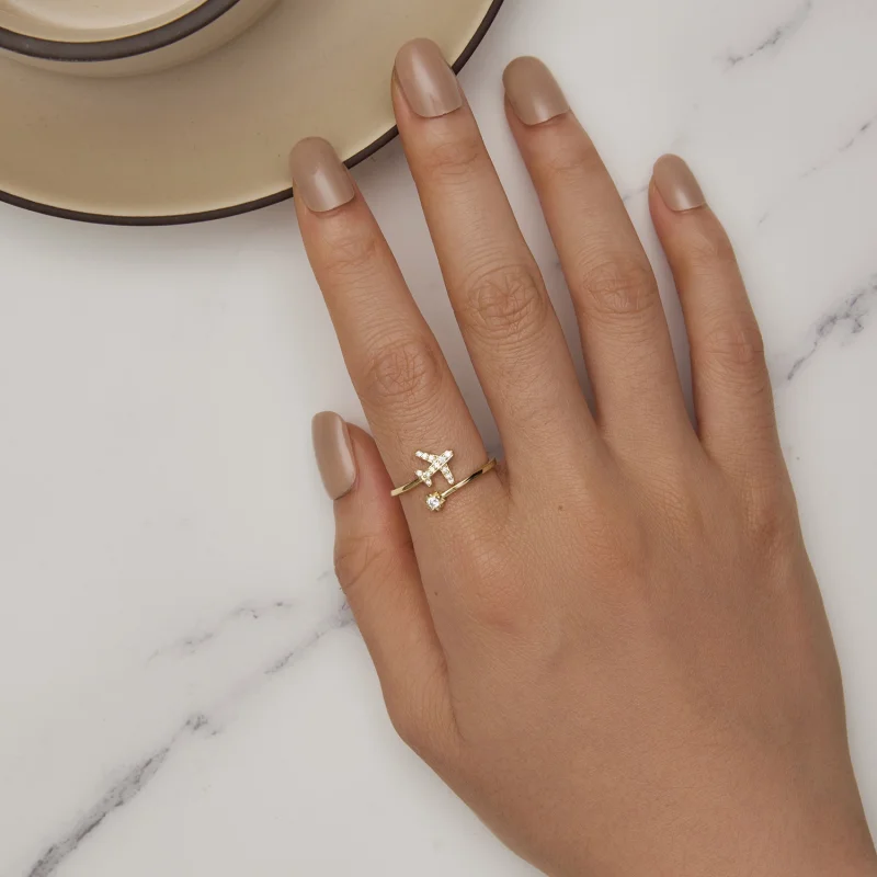 (image for) Pandora Style Gold Plated Distance Open Ring - SCR623-B - View 5