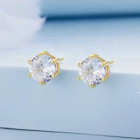 Pandora Style Gold Plated Shiny Zircon Stud Earrings - BSE615-7B Pandora Style Gold Plated Shiny Zircon Stud Earrings - BSE615-7B