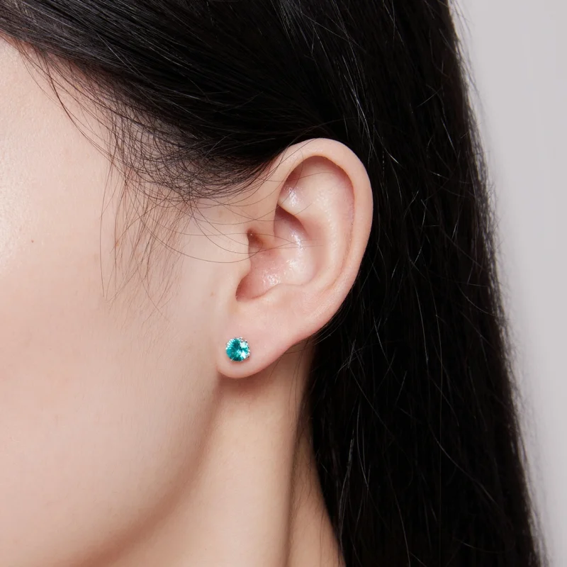 (image for) Pandora Style Green Nano Stud Earrings - BSE831-GN - View 7