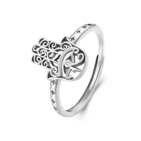 Pandora Style Hand of Fatima Open Ring - SCR938 Pandora Style Hand of Fatima Open Ring - SCR938