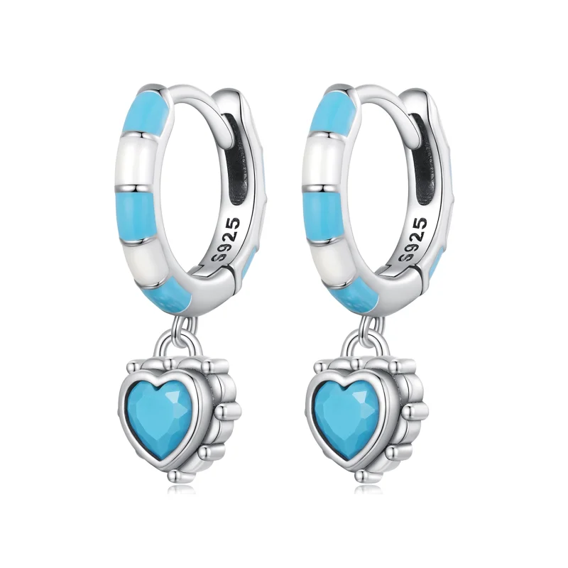 (image for) Pandora Style Heart-Shaped Hoops Earrings - SCE1594 - Product Image