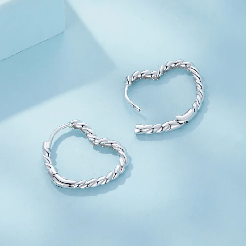 (image for) Pandora Style Heart-Shaped Hoops Earrings - SCE1606 - View 4