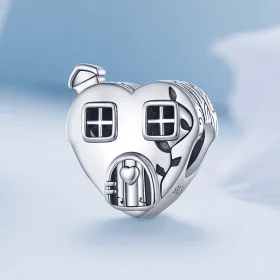 Pandora Style Heart Shaped House Charm - BSC871 Pandora Style Heart Shaped House Charm - BSC871