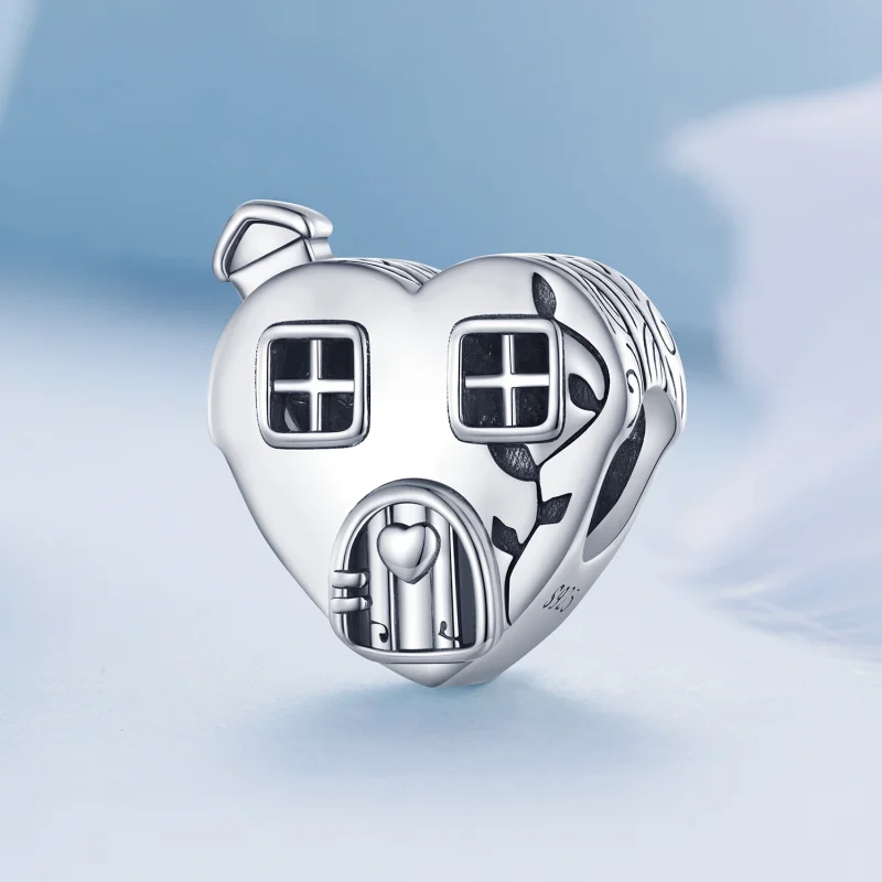 (image for) Pandora Style Heart Shaped House Charm - BSC871 - View 2