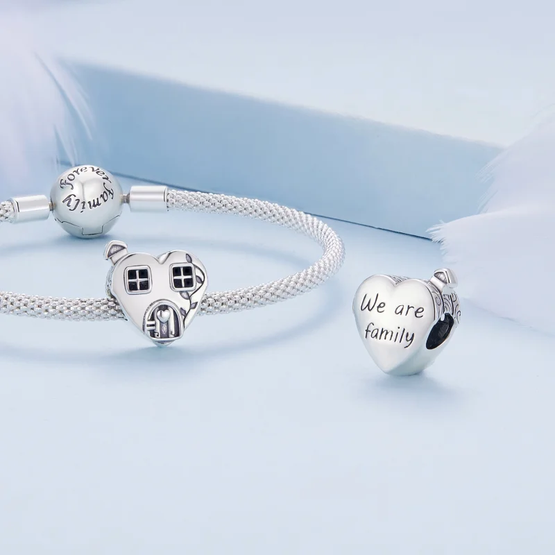 (image for) Pandora Style Heart Shaped House Charm - BSC871 - View 4