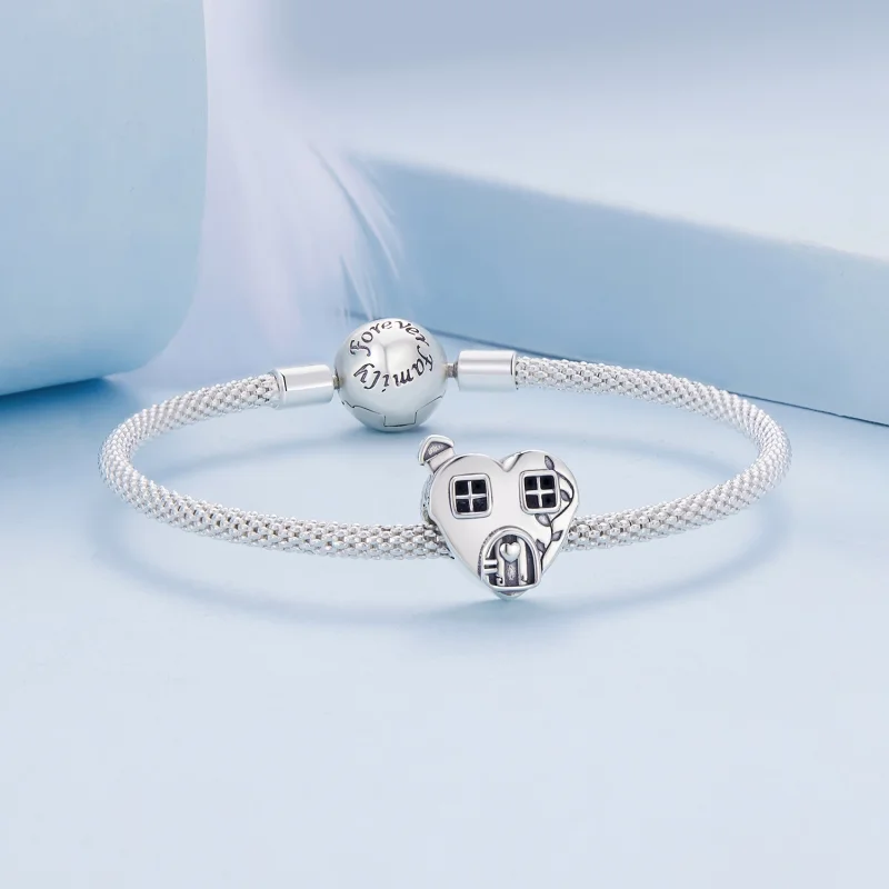 (image for) Pandora Style Heart Shaped House Charm - BSC871 - View 5