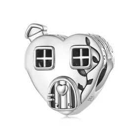 Pandora Style Heart Shaped House Charm - BSC871 Pandora Style Heart Shaped House Charm - BSC871