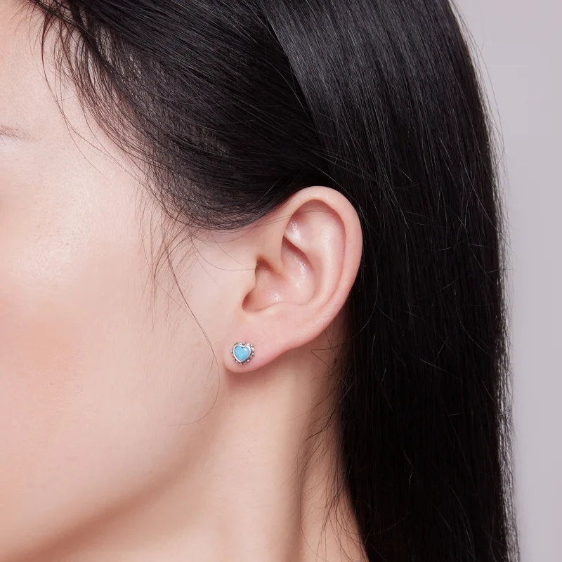 (image for) Pandora Style Heart-Shaped Stud Earrings - SCE1592 - View 6