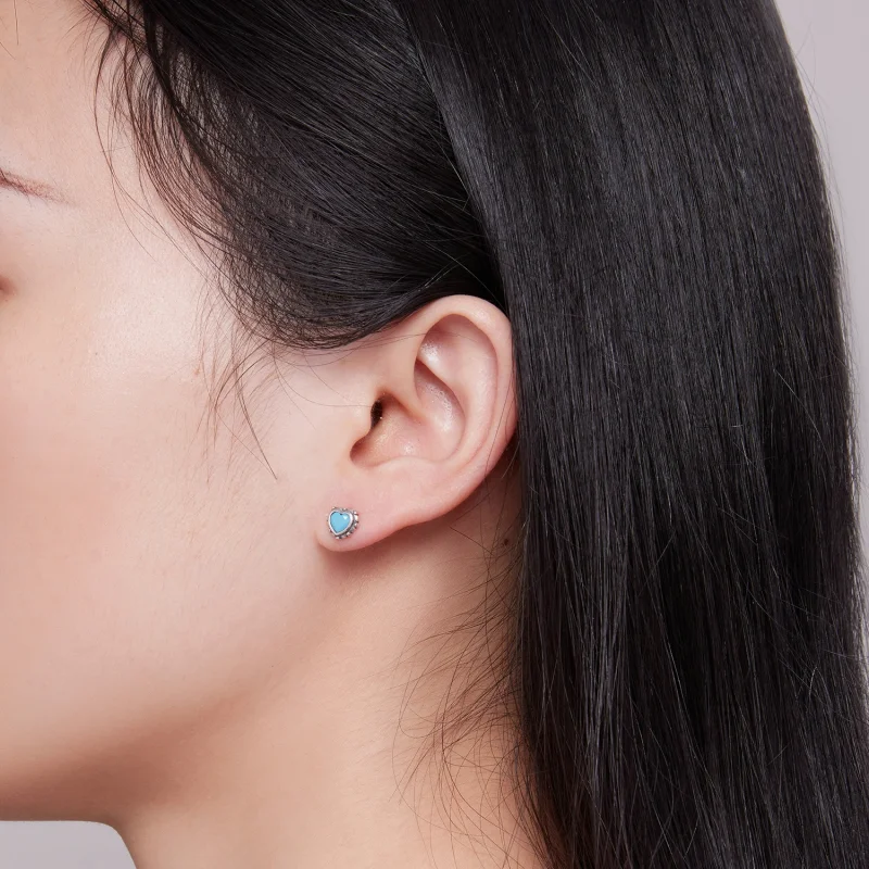 (image for) Pandora Style Heart-Shaped Stud Earrings - SCE1592 - View 7