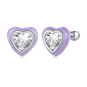 (image for) Pandora Style Heart-Shaped Stud Earrings - SCE1595