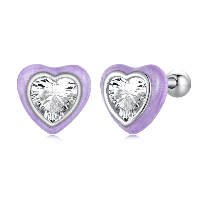 (image for) Pandora Style Heart-Shaped Stud Earrings - SCE1595 - Product Image