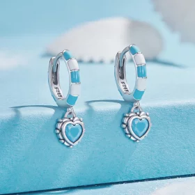 Pandora Style Heart-Shaped Hoops Earrings - SCE1594
