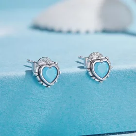 Pandora Style Heart-Shaped Stud Earrings - SCE1592 Pandora Style Heart-Shaped Stud Earrings - SCE1592