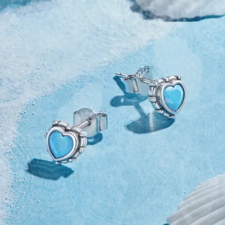 Pandora Style Heart-Shaped Stud Earrings - SCE1592