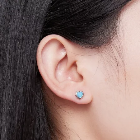 Pandora Style Heart-Shaped Stud Earrings - SCE1592