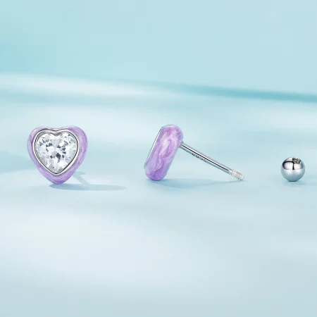 Pandora Style Heart-Shaped Stud Earrings - SCE1595