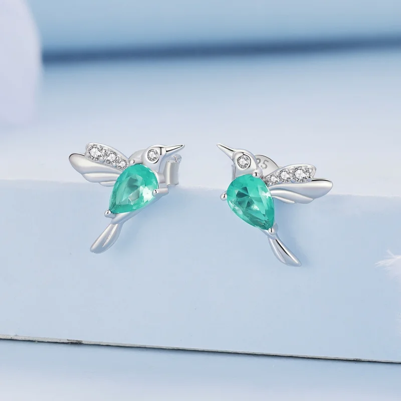 (image for) Pandora Style Hummingbird Stud Earrings - BSE849 - View 2