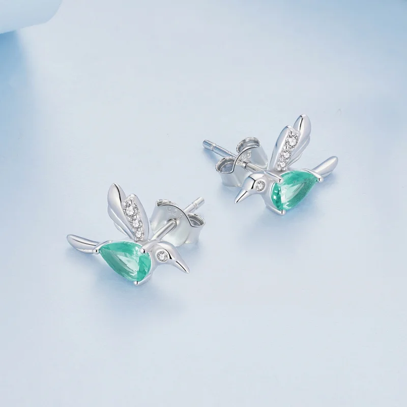 (image for) Pandora Style Hummingbird Stud Earrings - BSE849 - View 4