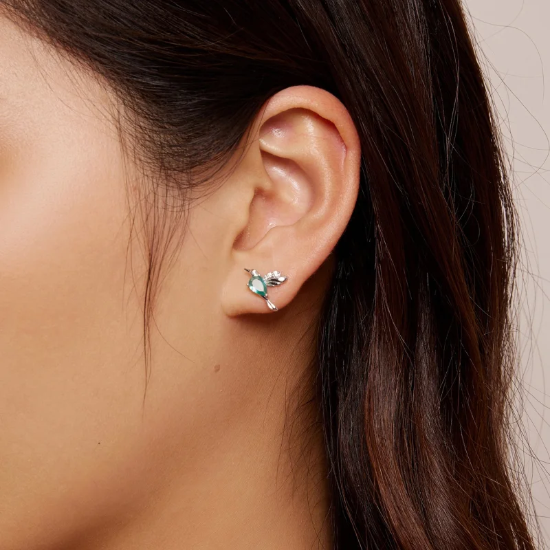 (image for) Pandora Style Hummingbird Stud Earrings - BSE849 - View 7