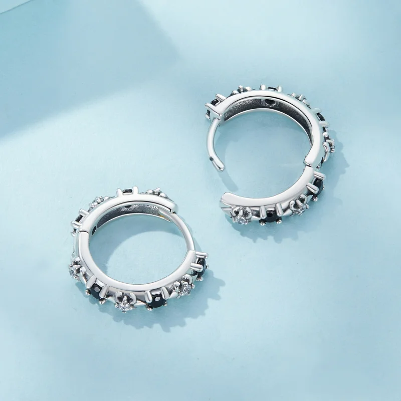 (image for) Pandora Style Iris Hoops Earrings - SCE1605-BK - View 4