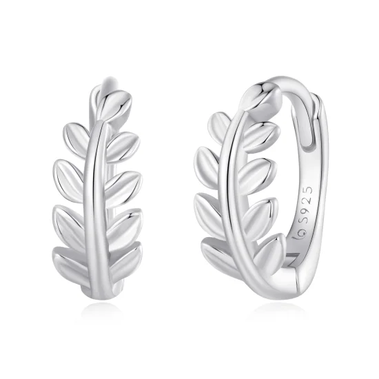 (image for) Pandora Style Leaves Hoops Earrings - BSE500-A