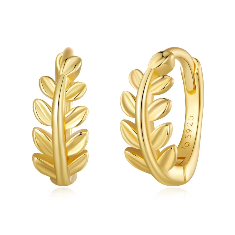 (image for) Pandora Style Leaves Hoops Earrings - BSE500-B - Product Image