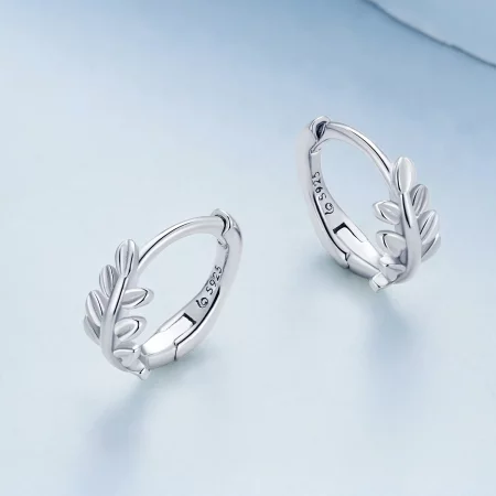 Pandora Style Leaves Hoops Earrings - BSE500-A