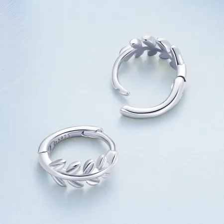 Pandora Style Leaves Hoops Earrings - BSE500-A