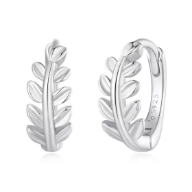 Pandora Style Leaves Hoops Earrings - BSE500-A Pandora Style Leaves Hoops Earrings - BSE500-A