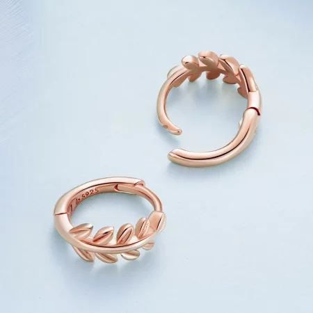 Pandora Style Leaves Hoops Earrings - BSE500-C