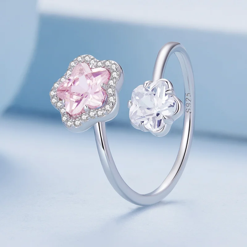 (image for) Pandora Style Little Flower Open Ring - BSR439 - View 2