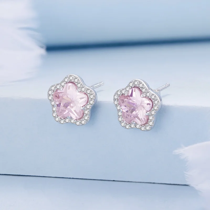 (image for) Pandora Style Little Flower Stud Earrings - BSE850 - View 2