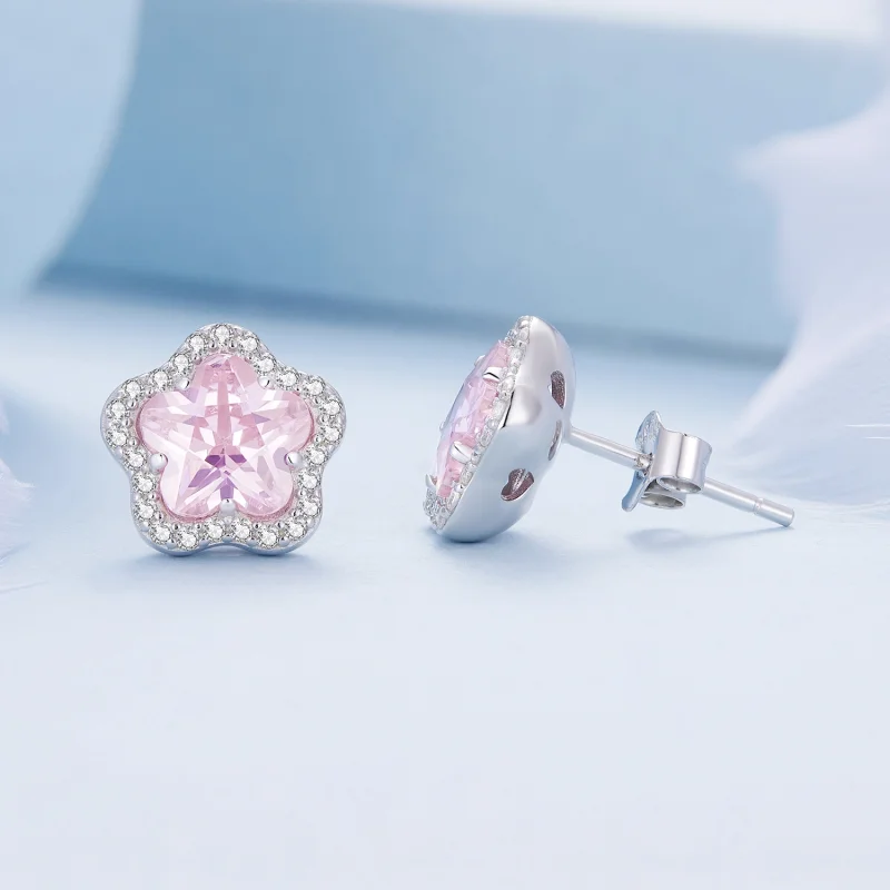 (image for) Pandora Style Little Flower Stud Earrings - BSE850 - View 3