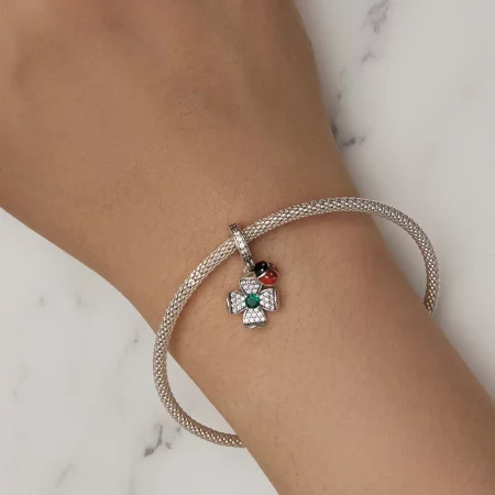 Pandora Style Lucky Clover Ladybug Pendant Charm - SCC2523