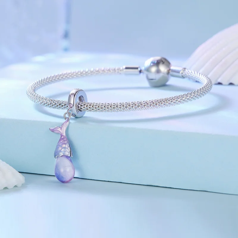 (image for) Pandora Style Mermaid Tears Pendant Charm - BSC874 - View 3