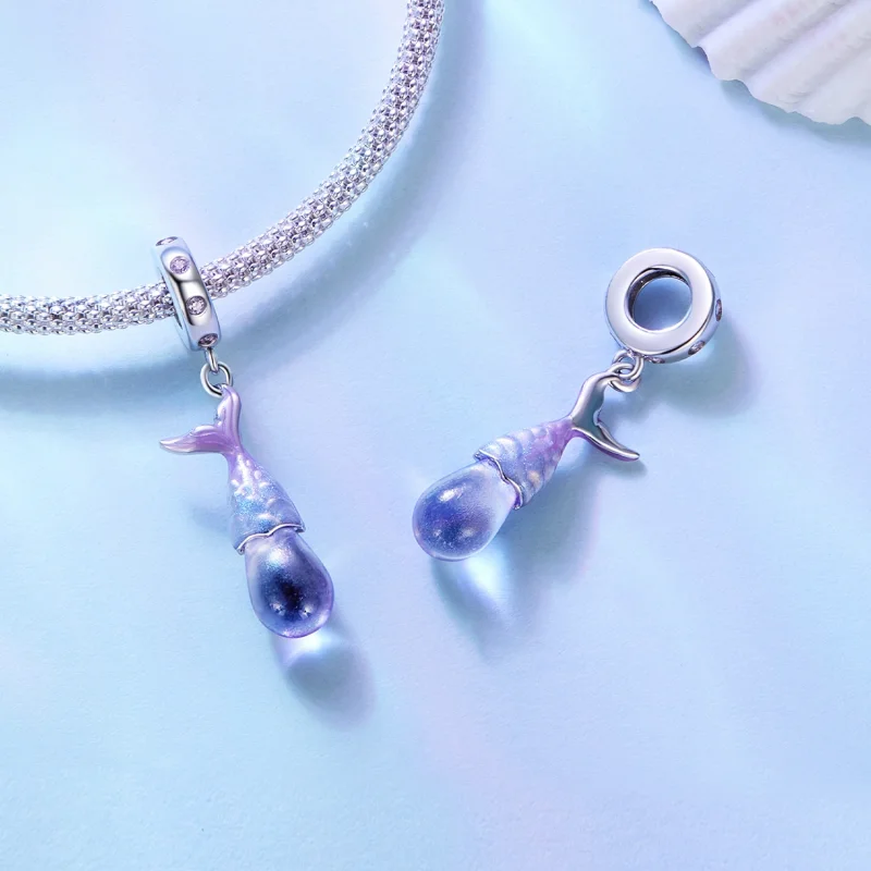 (image for) Pandora Style Mermaid Tears Pendant Charm - BSC874 - View 4